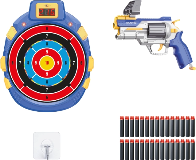 Pistola con proiettili in schiuma e bersaglio digitale