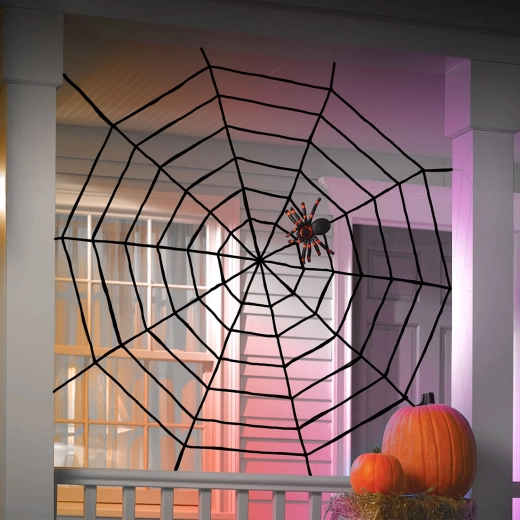 Ragnatela di peluche nera per Halloween 200 cm