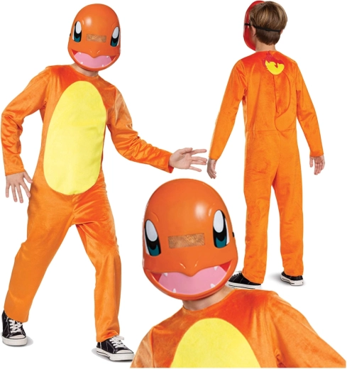 Costume da bambino Pokémon Charmander kigurumi con maschera per altezza 137–149 cm
