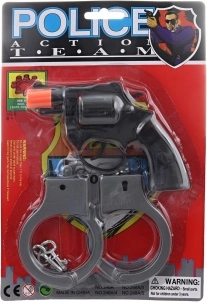 Pistola giocattolo a capsule in plastica con manette, a 8 colpi