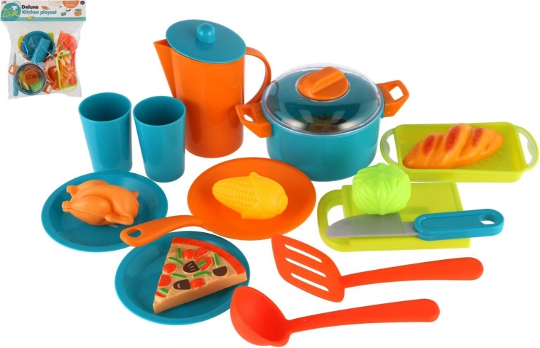Set di stoviglie da cucina in plastica per bambini in sacchetto 28 × 28 cm