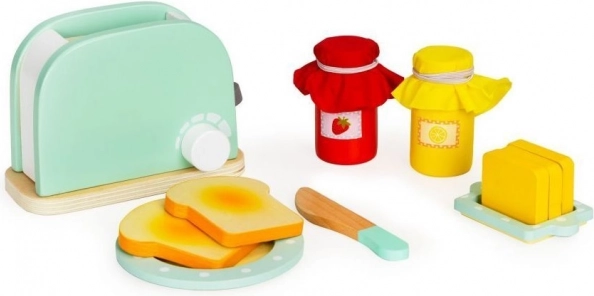 Tostapane in legno con set per la colazione