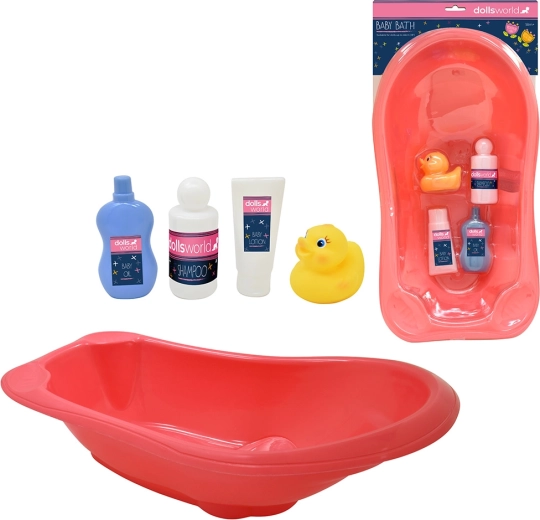 Dolls World set da bagno per bambole 46 cm con vaschetta e accessori