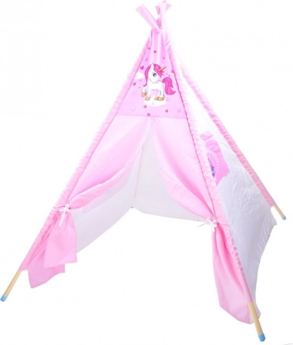 Teepee rosa per bambini con unicorno
