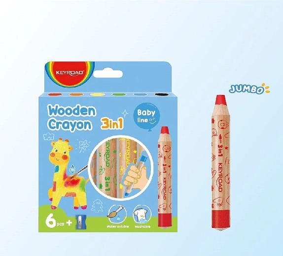 Pastelli acquerellabili 3 in 1 KEYROAD, set da 6 colori