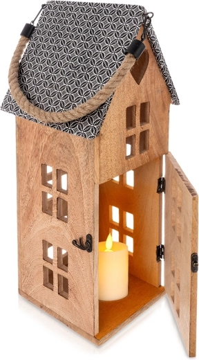 Lampione LED in legno di mango 22 × 48 cm