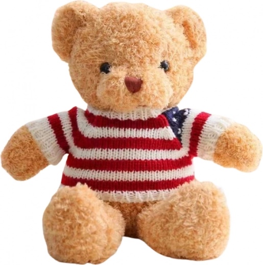 Orso di peluche in maglia a righe crema 32 cm