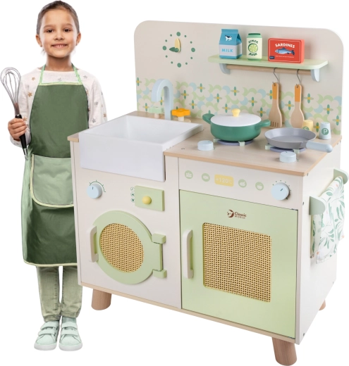 Cucina multifunzionale XXL in legno con lavatrice e accessori Classic World