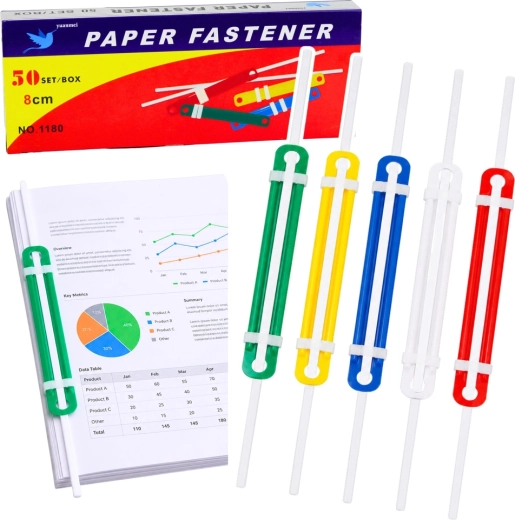Clip per documenti (fermagli per archiviazione) 8 cm, 50 pezzi, assortimento di colori