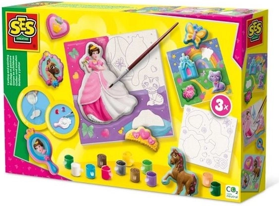 Set creativo SES: calchi in gesso e tele da dipingere con principesse