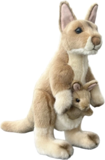Canguro di peluche con cucciolo 30 cm