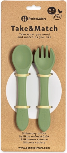 Petite&Mars posate in silicone take&match sweet pea 6m+