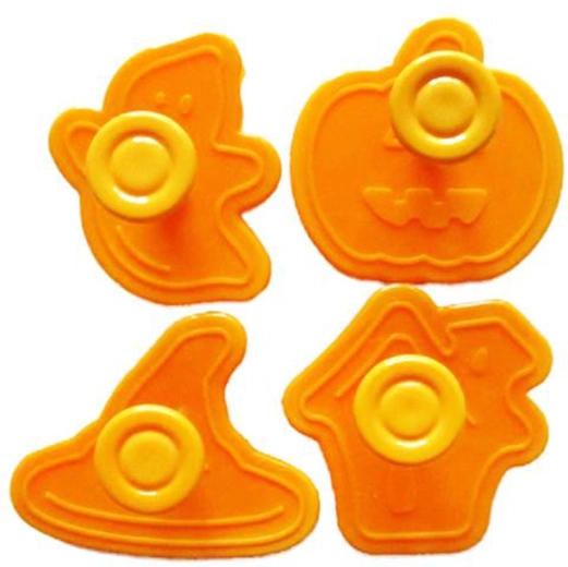 Timbri per biscotti Halloween, set da 4 pezzi, plastica, arancione