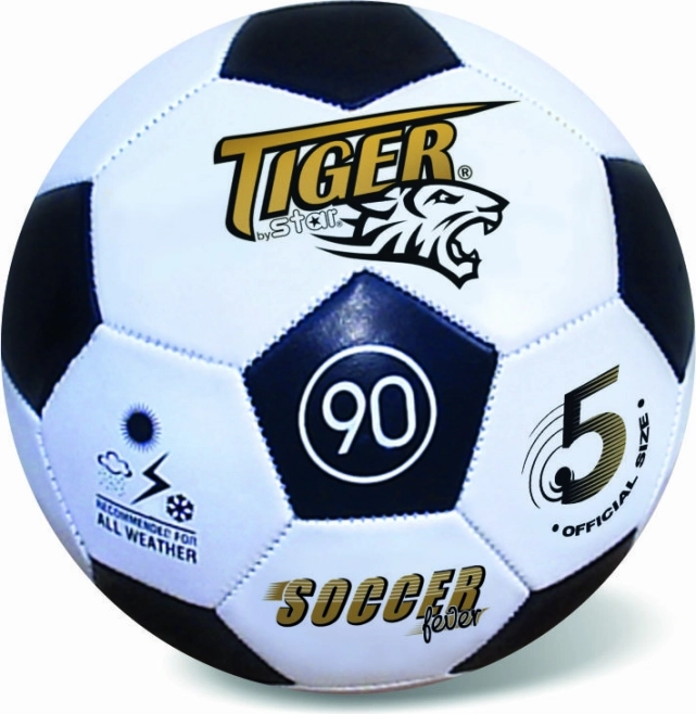 Pallone da calcio in pelle, misura 5, bianco-nero