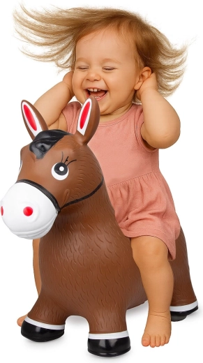 Cavallino saltellante gonfiabile HoppyDoo marrone con pompa