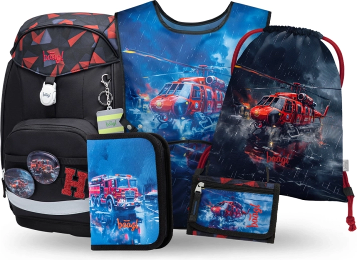 Baagl set scolastico Airy Plus Soccorritori – zaino, astuccio, sacca, grembiule e portafoglio