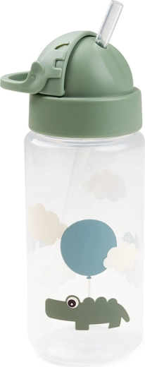 Done by Deer borraccia con cannuccia Happy clouds verde 350 ml