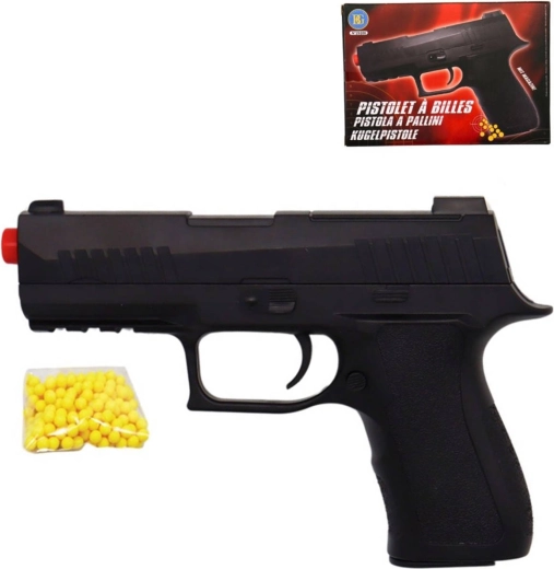 Revolver giocattolo a pallini per bambini 20 cm nero con munizioni - 1 pezzo