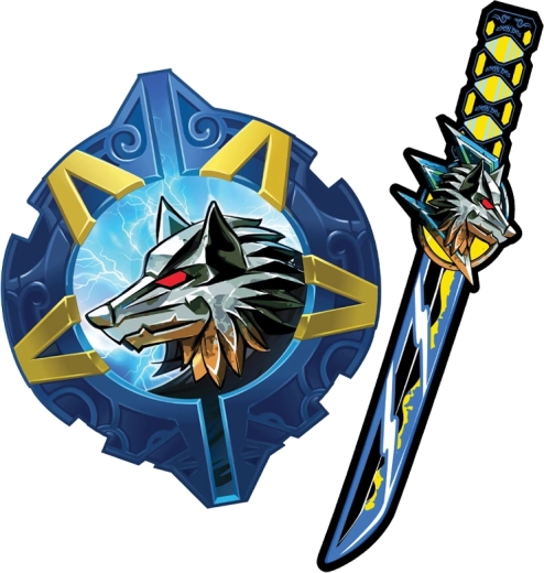 Spada e scudo da samurai in schiuma – motivo lupo