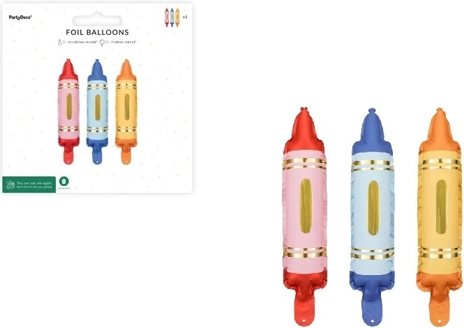 Palloncini in foil a forma di pastelli per ghirlanda, mix, 3 pz
