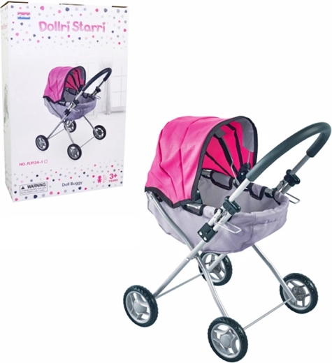 passeggino per bambole nero e rosa