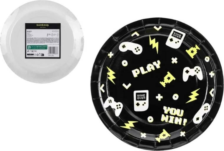 Piatti di carta Gamepad 23 cm (6 pz)