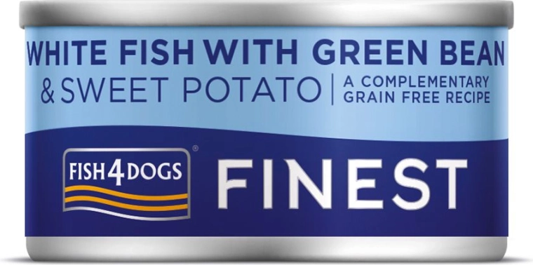 Cibo umido per cani con pesce bianco, patate dolci e fagiolini FISH4DOGS 85 g