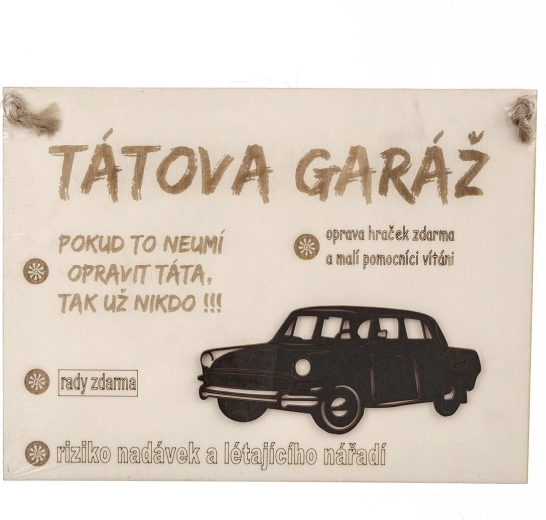 Targa in legno "Garage di papà" 28 × 21 cm