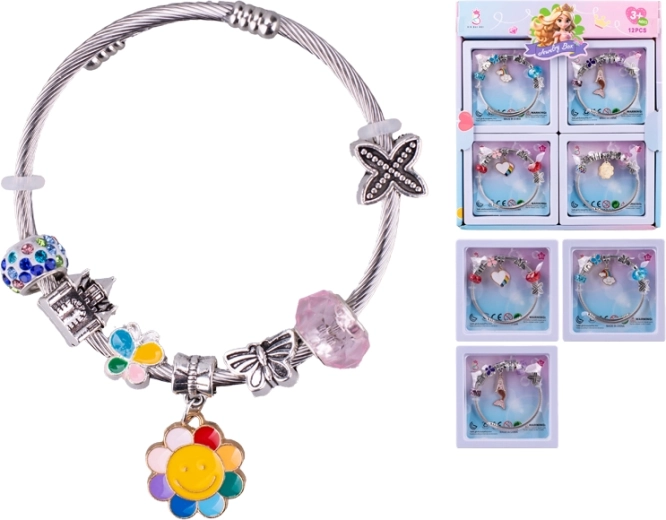 Braccialetto per bambini con medaglietta – cuoricino, sirenetta, sole, nuvoletta