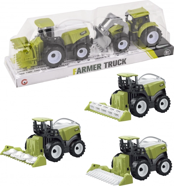 Mietitrebbia con trattore a retrocarica