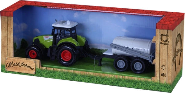 Trattore di plastica con suoni e luci con rimorchio irroratore