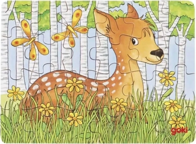Goki puzzle in legno Animali del bosco – cerbiatto, 24 pezzi