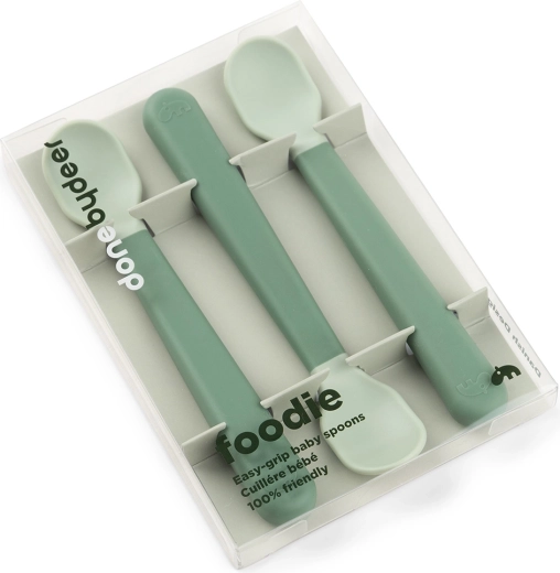 Done by Deer cucchiaini per bambini Easy-grip Foodie verdi 3 pz
