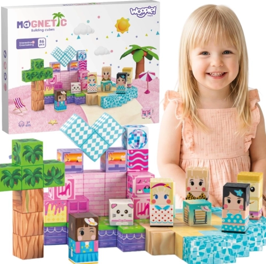 Woopie cubi magnetici – costruzione educativa 3D 86 pz (Montessori) per bambini dai 3 anni