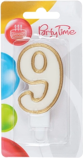 Candela di compleanno dorata numero 9