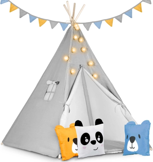 Teepee per bambini con lucine Nukido – grigio