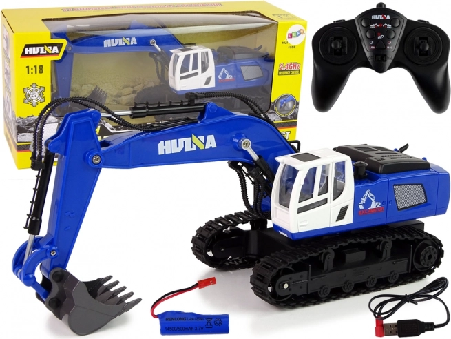 Escavatore Cingolato Telecomando RC con Elementi in Metallo Blu