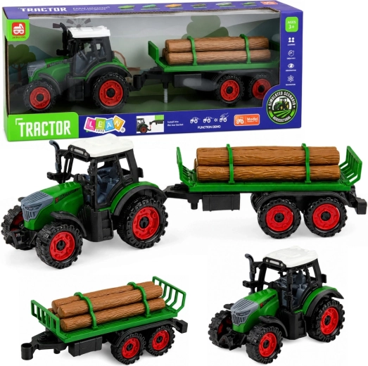 Trattore agricolo per bambini con rimorchio per legna a frizione 35 cm