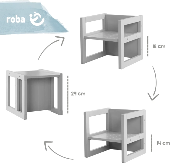Sgabello bifacciale per bambini Roba grigio