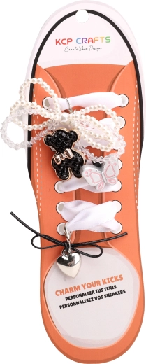 Set di accessori decorativi per lacci – orsetto nero e farfalla - 1 pezzo