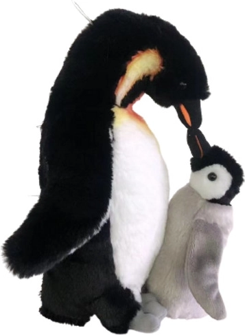 Pinguino di peluche con cucciolo 28 cm