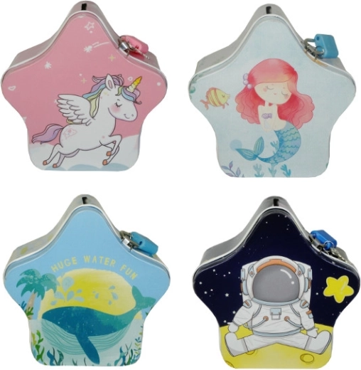 Salvadanaio in metallo a forma di stella per bambini