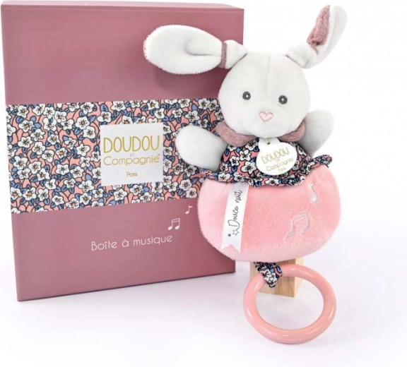 Set regalo Doudou – coniglietto rosa in peluche con melodia 20 cm