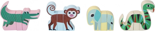 Puzzle magnetico in legno animali della giungla