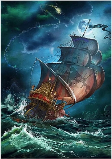 Pittura con diamanti Vela nella tempesta 30x40 cm