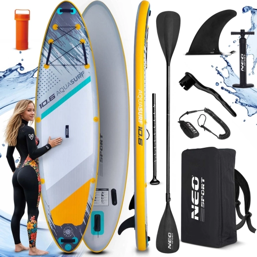 Tavola paddleboard gonfiabile AQUASURF 10'6 (320 × 84 × 15 cm) con set Neo‑Sport