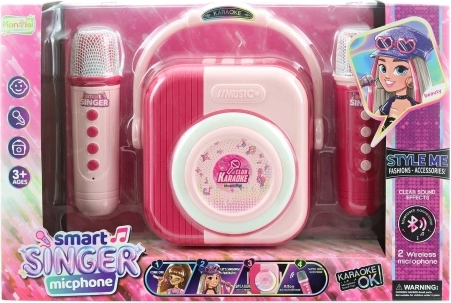 Set karaoke con 2 microfoni Bluetooth rosa