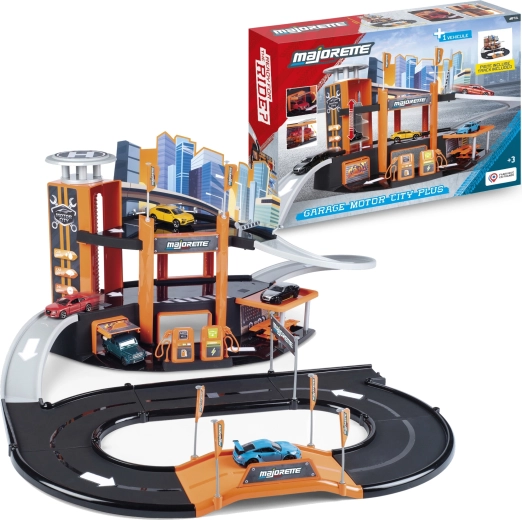 Grande set da garage Motor City Plus con auto cittadina