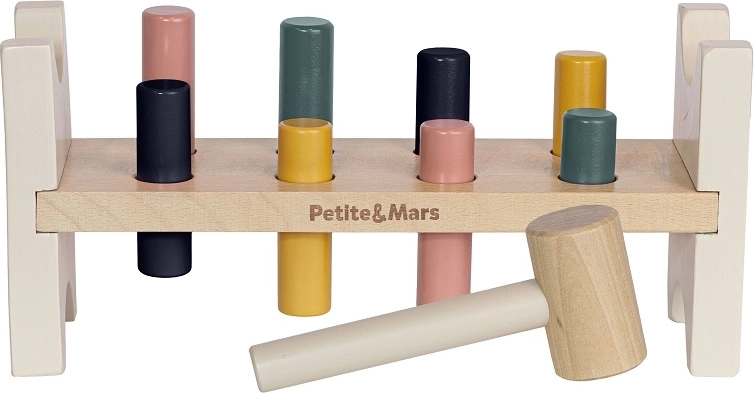 Panca in legno con pioli PETITE&MARS Big Bang, Aurora rosa, 12m+