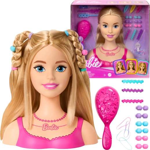Testa Barbie per pettinare e acconciare con accessori, 20 pezzi